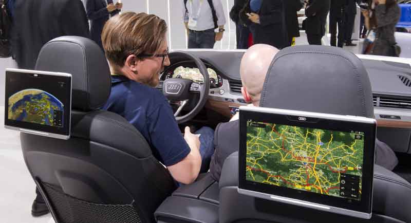 A display shows the Audi Tablet system during the 2015 International Consumer Electronics Show (CES) in Las Vegas, Nevada. (Reuters)