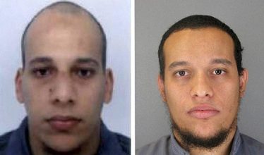 This photo provided by The Paris Police Prefecture Thursday, Jan.8, 2015 shows the suspects Cherif, left, and Said Kouachi in the newspaper attack along with a plea for witnesses. Police hunted Thursday for two heavily armed men, one with possible links to al-Qaida, in the methodical killing of 12 people at a satirical newspaper that caricatured the Prophet Muhammed. France began a day of national mourning for what its president called "an act of exceptional barbarism. AP