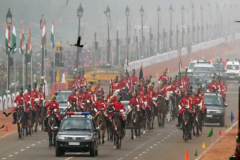 Presidents bodyguards during the full dress rehearsal for the Republic Day parade at Rajpath in New Delhi on Friday. PTI