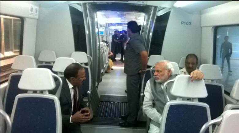 Narendra Modi rides in Delhi Metro