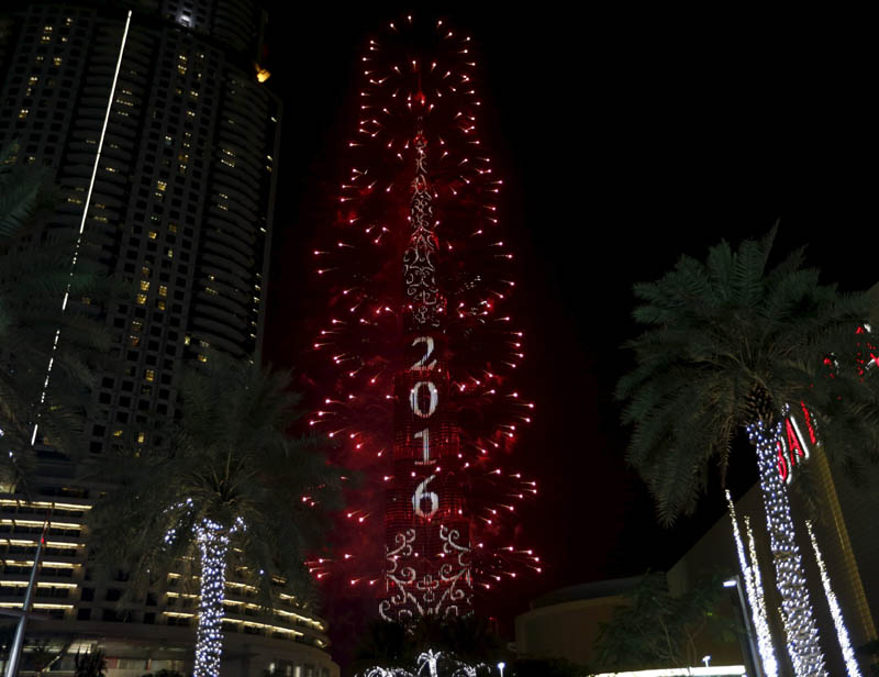 8. Fireworks exploded over Dubai's Burj Khalifa, the tallest building in the world, during New Year celebrations. (Reuters photo)