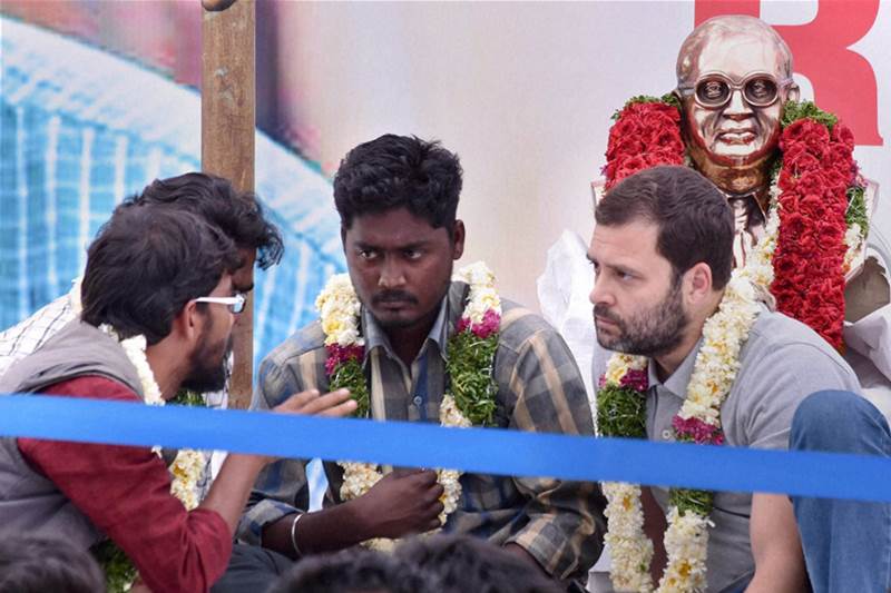 rahul gandhi, rahul gandhi hunger strike, rahul gandhi hyderabad university visit, rahul gandhi hyderabad fast, rahul gandhi on rohith vemula suicide, rahul gandhi candle demonstration, rahul gandhi politics, bjp on rahul gandhi strike, rohith vemula suicide news, rothith vemula birthday strike, rahul gandhi slammed by BJP