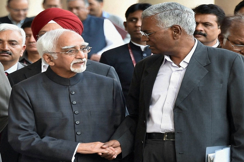 Union Budget 2016: Chairing a meeting of leaders of all parties from Rajya Sabha, Chairman Hamid Ansari yesterday reminded them "time has come to assure the public that parliamentary democracy does work and is sensitive to the needs of the people." (PTI)