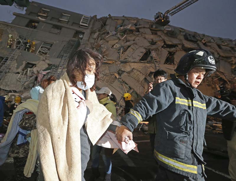 Earthquake in Taiwan: The Taiwanese news website ET Today reported that a mother and daughter were among the survivors from the building, and that the girl drank her urine while waiting to be rescued, which happened sooner than expected. Rescuers went apartment to apartment, drawing red circles near windows of apartments they already had searched.