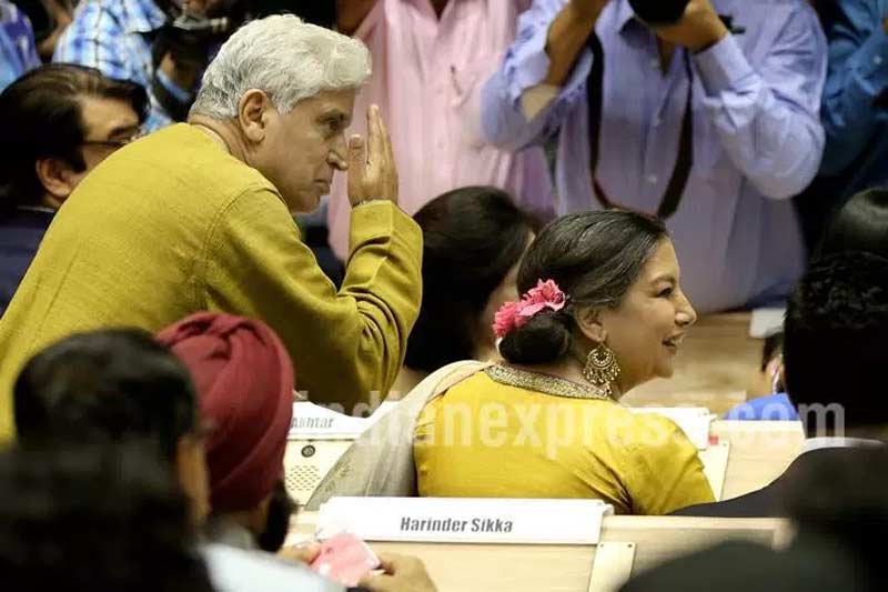Javed Akhtar with his wife Shabana Azmi at the 63rd National Film Awards 2015 in New Delhi. (Source: Express photo by Ravi Kanojia)