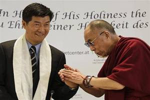 "If you really consider me as your friend, then please be united irrespective of your region or religious lineage," Dalai Lama told the audience present at Lobsong Sangay's swearing in ceremony. (Reuters)