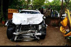 BJP MLA Nand Kishor's son was detained after three people in an auto-rickshaw were mowed down by a speeding BMW car in Jaipur reportedly belonging to him. (Express Photo)