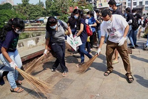 The image that is most associated with Swacch Bharat is of VIPs wielding brooms to sweep the dirt and/or garbage in the streets. (PTI)