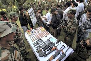 During the search, one mortar, 25 mortar bombs, 10 UBGL grenades, two AK magazines, 60 AK ammunition rounds, one wireless set and detonators were recovered from the forest. (Representational image: PTI)