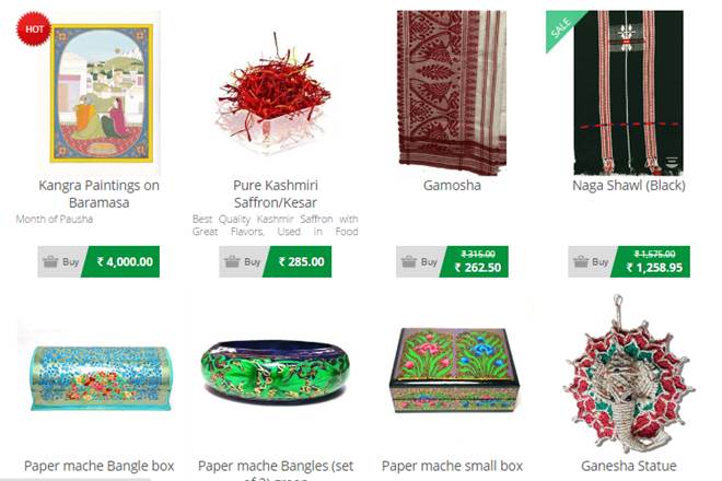 Products for sale on the site. The SPV has been formed to monitor implementation of the Common Services Centers Scheme under the Digital India initiative. The portal says it is a "platform to promote rural market products."