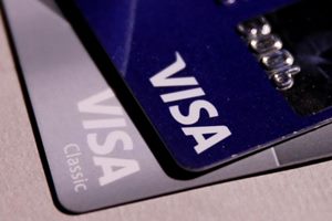 View shows Visa credit cards