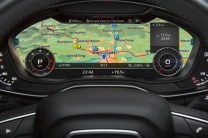  The Audi A4's virtual cockpit displays the navigation screen on the TFT instrument cluster 