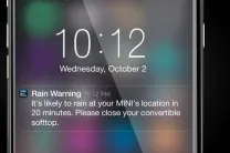  Rain warning feature on the Mini Cooper Convertible alerts the driver about oncoming rain so that the rood can be put up. 