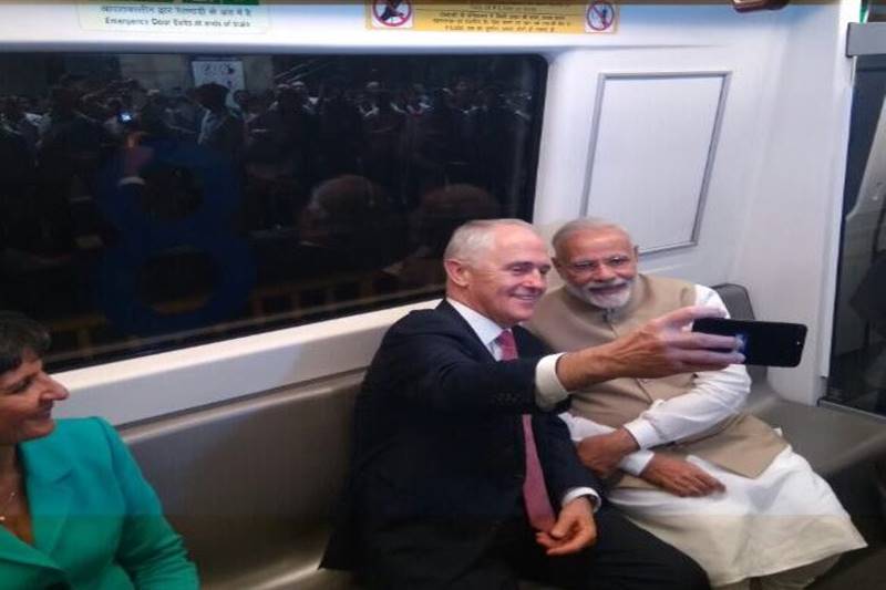 PM Narendra Modi, Prime Minister Malcolm Turnbull, Australian PM Malcolm Turnbull, Australian Prime Minister Malcolm Turnbull, Delhi Metro, Selfie, Akshardham Temple, Akshardham Visit, Australian PM Malcolm Turnbull India Visit