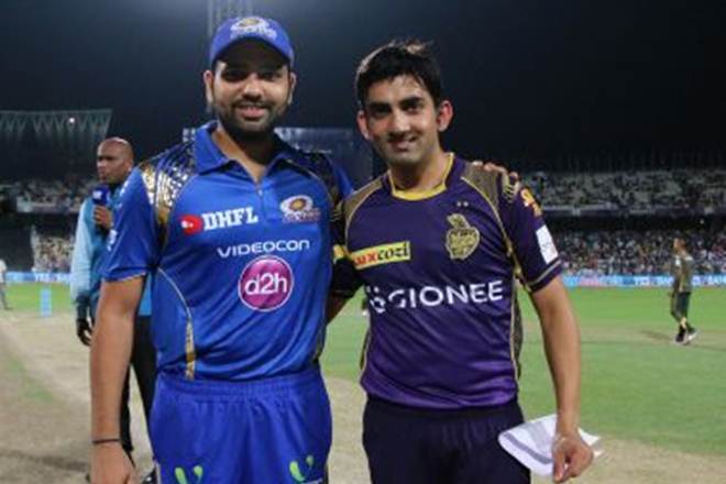 MI captain Rohit Sharma and KKR captain Gautam Gambhir. (Pic courtesy: BCCI) 