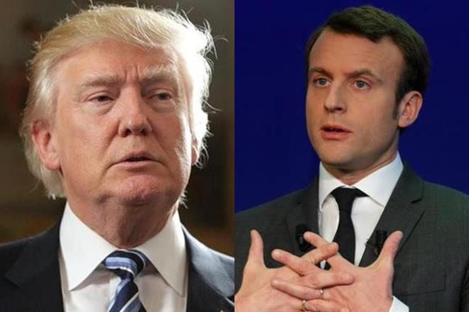 U.S. President Donald Trump and French President-elect Emmanuel Macron will meet on the sidelines of the NATO leaders meet in Brussels on 25 May,2017. (Reuters)