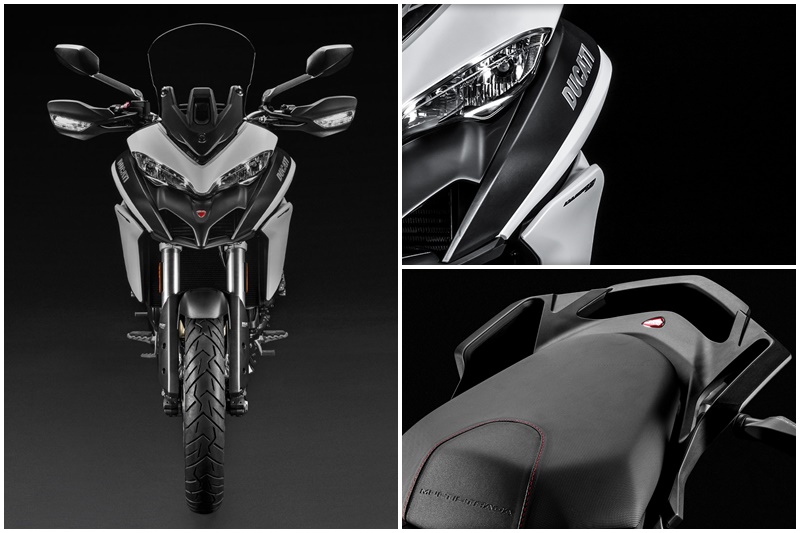 Features (Multistrada 950): The Multistrada 950 has four riding modes (Sport, Touring, Urban and Enduro), each programmed to act on the electronic Ride-by-Wire engine control system, the ABS and the traction control levels. The modes can be changed on the go. The instrument panel consists of a large LCD that provides information on speed, rpm, distance ridden, gear, trip1 and trip2, engine coolant temperature, fuel level and a clock.