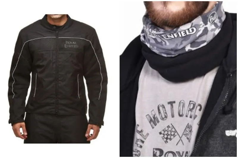 Royal Enfield also has riding jackets. Pictured here is an Explorer Black V2 which is priced at Rs 8500. The buff pictured here is priced at Rs 1700. For more options on riding gear, head over to Royal Enfield India website.