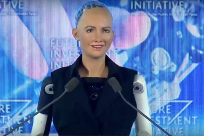 sophia, AI sophia, first robot citizen sophia, sophia news, saudi arabia sophia, prince mohammad, davos in the desert, riyadh, sophia as audrey hepburn, david hanson, hanson robotics, humanoid robot sophia