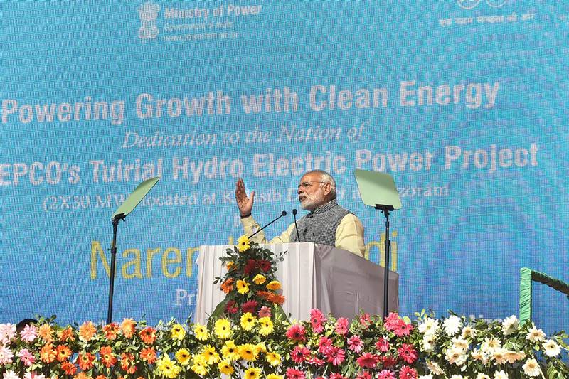 narendra modi, pm modi, Tuirial Hydropower Project, Tuirial Hydropower Project inaugurated, pm modi in mizoram, narendra modi mizoram visit, india news
