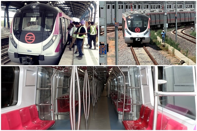 Delhi Metro Magenta Line, magenta line, delhi metro, narendra modi, yogi adityanath, arvind kejriwal, magenta line inauguration, botanical garden, kalkaji mandir