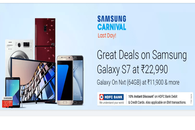 Flipkart's Samsung Carnival which started on February 7 will end today, on February 9.