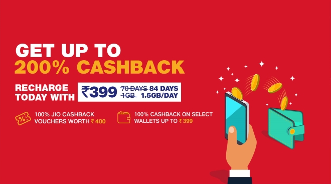 After the ‘More than 100% Cashback offer’, Jio has now launched a new cashback offer called ‘Get up to 200% Cashback offer’
