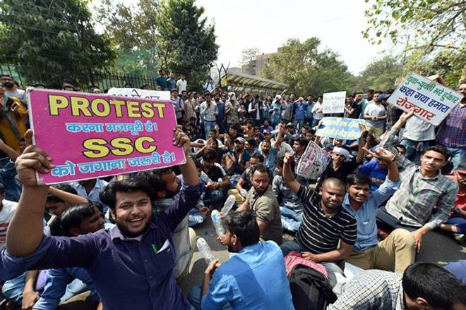 SSC exam paper leak, ssc protest, Indian Youth Congress, news on SSC exam paper leak, Indian Youth Congress, Lajpat Nagar