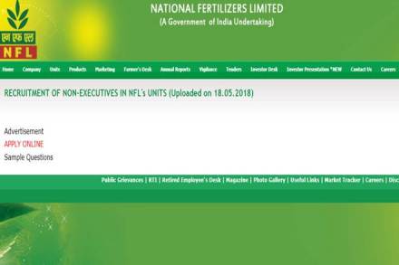 NFL recruitment 2018, nationalfertilizers.com, NFL recruitment 2018 notification, NFL Non-Executive posts, NFL Technical Disciplines, NFL Jobs 2018