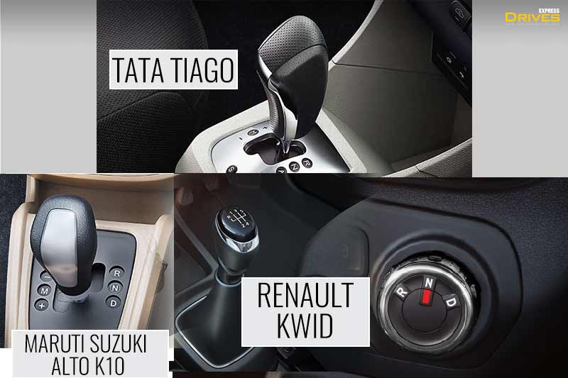 All three cars here, Renault Kwid, Tata Tiago and Maruti Suzuki Alto K10 gets power from a five-speed manual transmission. Moreover, all three get an option of an AMT gearbox as well.