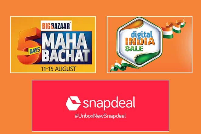 Snapdeal sale, Big Bazaar sale, big bazaar maha bachat offer 2018, samsung freedom sale, flipkart freedom sale 2018, amazon freedom sale 2018, cashback offer, EMI schemes