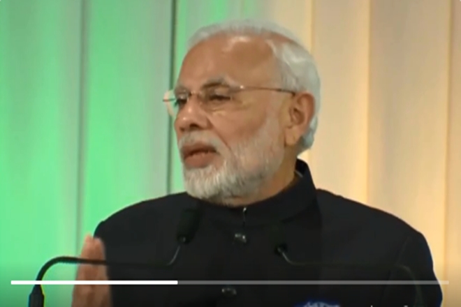 PM Narendra Modi addresses 'Make in India: India-Japan Partnership in Africa and Digital Partnership' seminar in Japan's Tokyo (Image: Narendra Modi/Twitter)