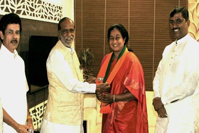 Welcoming her into the BJP fold, state BJP president K Laxman said Padmini Reddy had made a name for herself with her social work in Medak region and also among women. (IE)