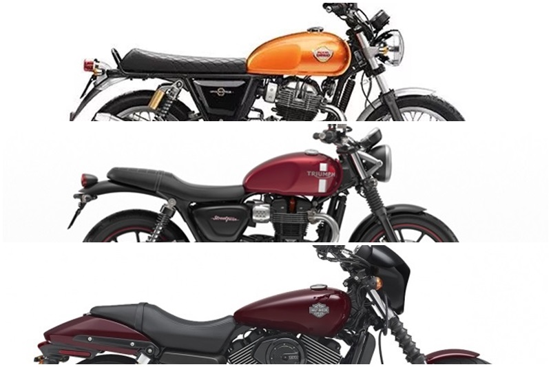 In terms of equipment, the Royal Enfield Interceptor gets a slipper clutch. The Harley Davidson Street 750 on the other hand, gets just an ABS for added safety. Last, it is the Triumph that shines the most as it offers traction control, USB socket and immobilizer as well.