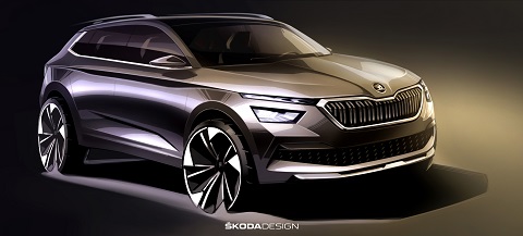 Skoda KAMIQ design sketches out! Two-part LED headlamp design first time for Skoda!