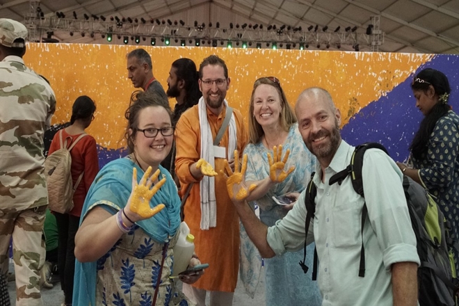The authorities of Prayagraj Mela Pradhikaran have set a new Guinness World Record for "Most contribution to a Handprint Painting in 8 hours" on Friday. (Twitter)