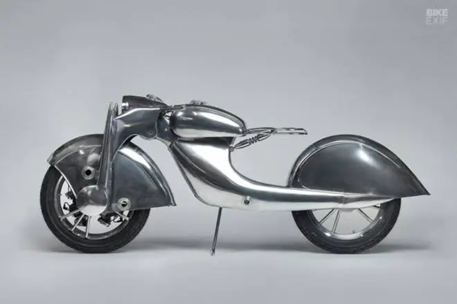 The motorcycle is fully finctional but the project was commissioned mostly as an art bike. But imagine looking at The Killer ride down the road - won't that be a sight! The engine built by fusing three identical engines together.