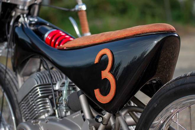 The most eye-catching part of the customisation is the monoshock frame with the suspension serving as the backbone of the bike. Miller points put that the setup became the foundation of the build including the one-off monocoque bodywork that highlights the suspension.