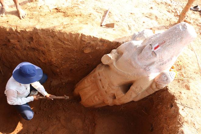 Vishnu idol, Vishnu idol found in andhra, ASI , Gottiprolu excavations, pallava