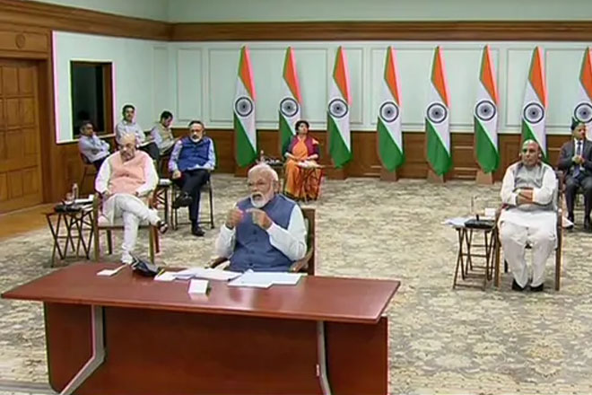 PM Narendra Modi interacts with Chief Ministers through video conference. (Photo ANI)