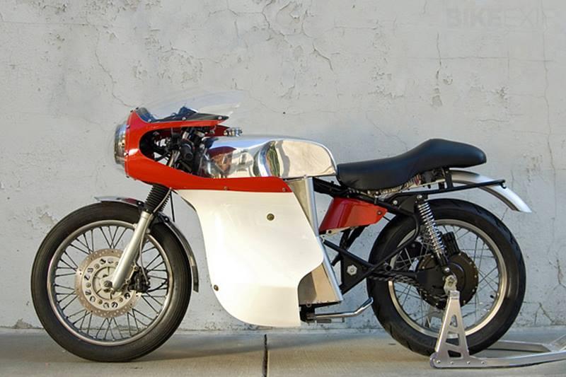 Volta: Even before Fred introduced the Charging Bullet, James Hammarhead built an all-electric motorcycle based on a Royal Enfield Bullet 500 some 10 years ago. The Volta uses “BLDC 3-phase permanent magnet brushless motors”. These have a 10KW (13.4 hp) continuous output with a 30KW (40 hp) peak. That's a big jump over the Bullet's 18 ponies. Top speed is 120 km/h, with a range of 80 km. (Photo: Bikeexif)
