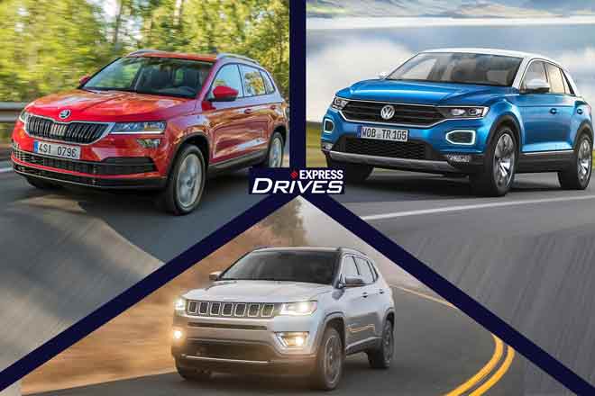 Skoda Karoq vs VW T-Roc vs Jeep Compass: Price, Specs, features compared
