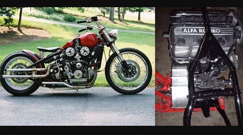 Alfabike: Perhaps called the Alfabike for two reasons - one, it could be the alpha in its group of bikes and two, it is powered by an Alfa. The extreme custom job takes inspiration from Boss Hoss machines, but unlike them, this is powered by an Alfa Romeo V6 engine paired with a Harley-Davidson transmission. So, it makes 156 hp from the 2.5-litre engine and that makes it sound a bit unnecessary. Motorcycles with smaller engines will make that kind of power without having parts hanging out of the frame. (Image: Autowise)