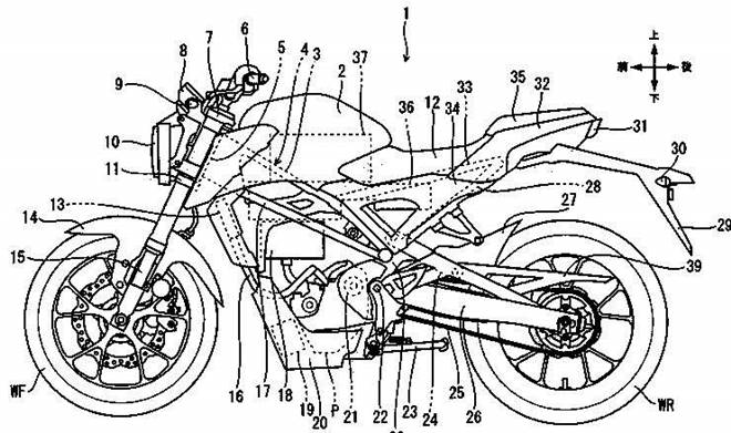 Honda CB125R electric motorcycle patent