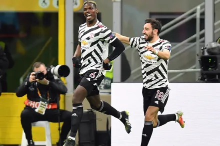 Paul Pogba Bruno Fernandes Manchester United vs AC Milan Europa League