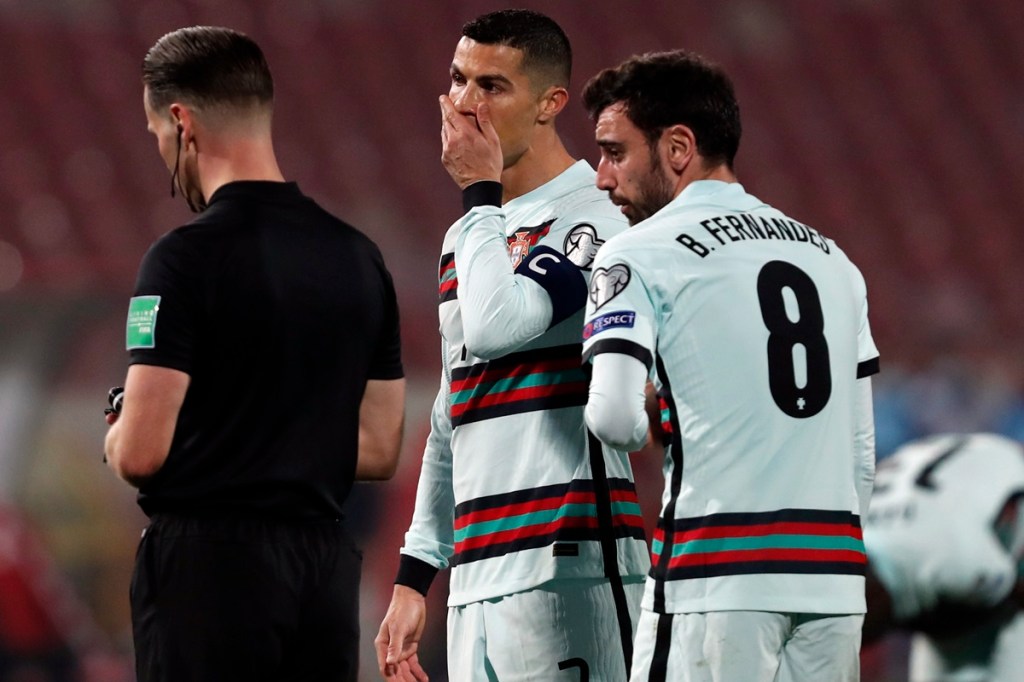 Ronaldo Cristiano Ronaldo Bruno Fernandes Portugal draw Serbia Football World Cup qualifying