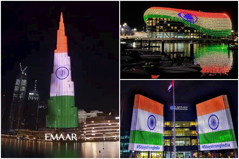 dubai, Burj Khalifa, indian tricolour, UAE, COVID-19, coronavirus, COVID-19 cases, COVID-19 cases in india, world tallest building