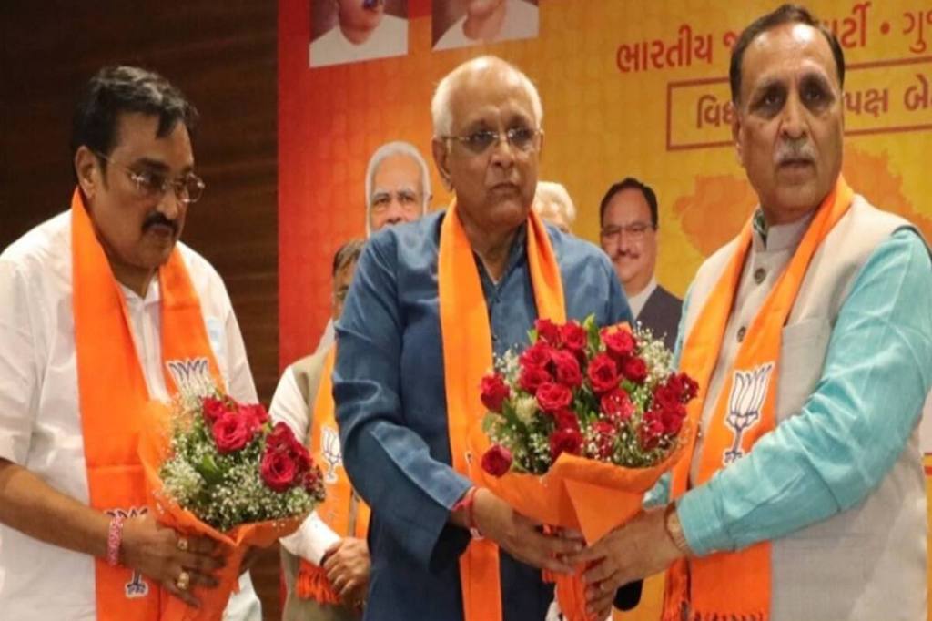 The change in leadership came after an unprecedented resignation from Vijay Rupani, which came just a year ahead of the assembly polls in the state. (Express Photo)