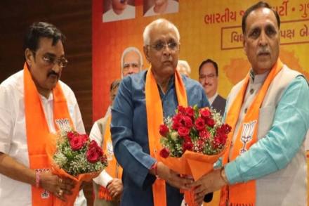 The change in leadership came after an unprecedented resignation from Vijay Rupani, which came just a year ahead of the assembly polls in the state. (Express Photo)