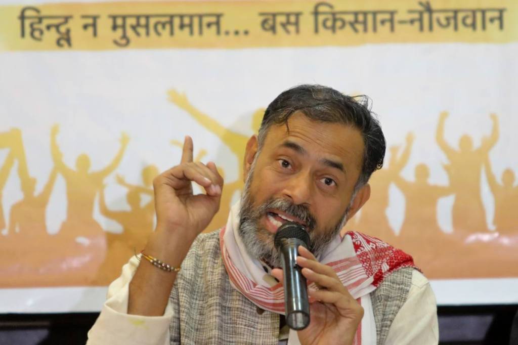 Swaraj India President Yogendra Yadav addresses a press conference for the launch of public campaign #ican19, India Citizens Action for Nation 2019, in New Delhi, Sunday, Dec. 9, 2018. (Express Photo by Abhinav Saha)